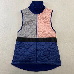 Nike Vest Women's Small Blue Gray Pink Aerolayer Running Quilted Puffer Full Zip